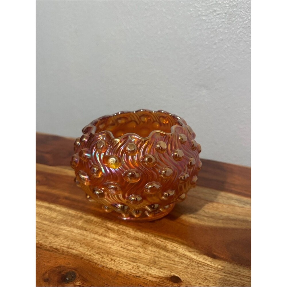 Antique Millersburg Carnival Glass Rose Bowl Marigold Swirled Hobnail 1909-1911